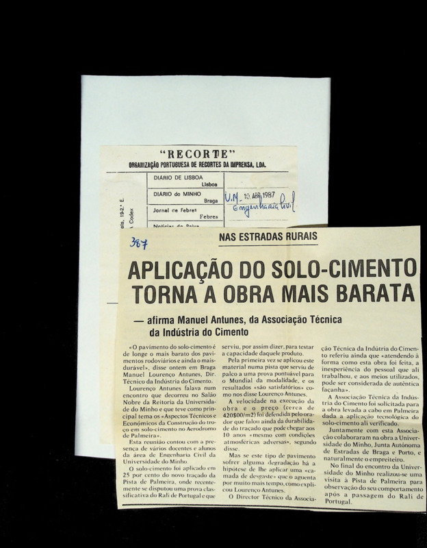  Nas estradas rurais aplicação do solo-cimento torna a obra mais barata - afirma Manuel Antunes, da Associação Técnica da Indústria do Cimento 