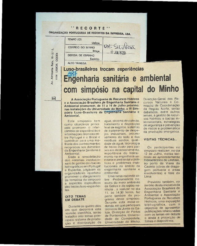  Luso-brasileiros trocam experiências: Engenharia sanitária e ambiental com simpósio na capital do Minho 