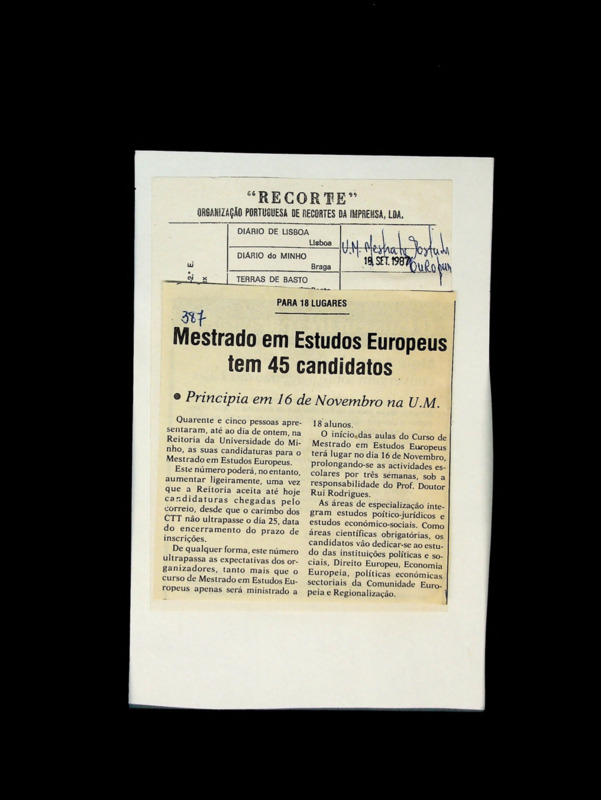  Mestrado em Estudos Europeus tem 45 candidatos 