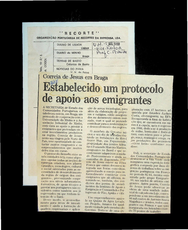  Correia de Jesus em Braga: estabelecido um protocolo de apoio aos emigrantes 