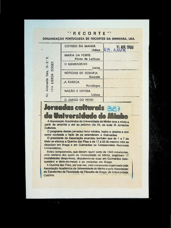  Jornadas culturais da Universidade do Minho 