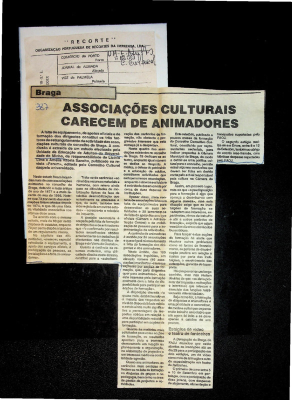  Associações culturais carecem de animadores 