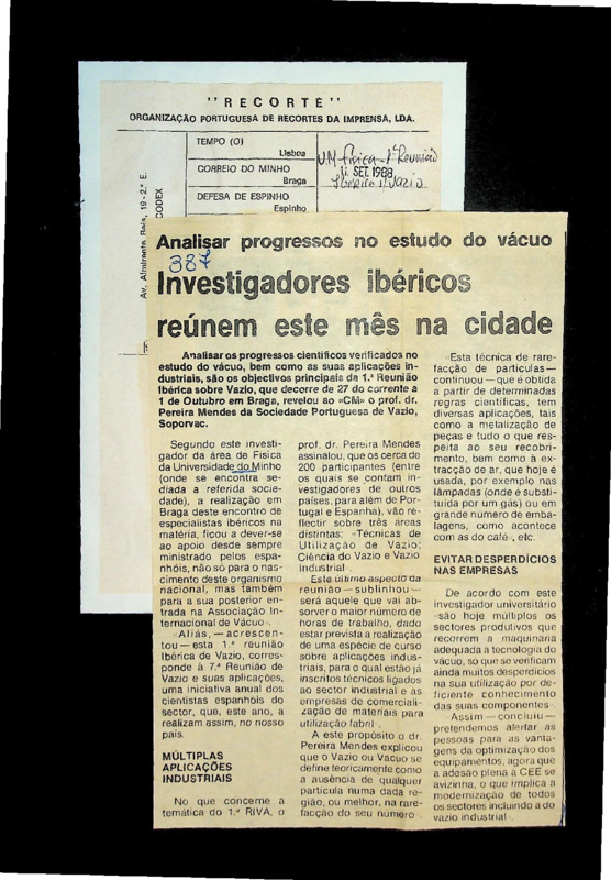  Analisar progressos no estudo do vácuo: investigadores ibéricos reúnem este mês na cidade 