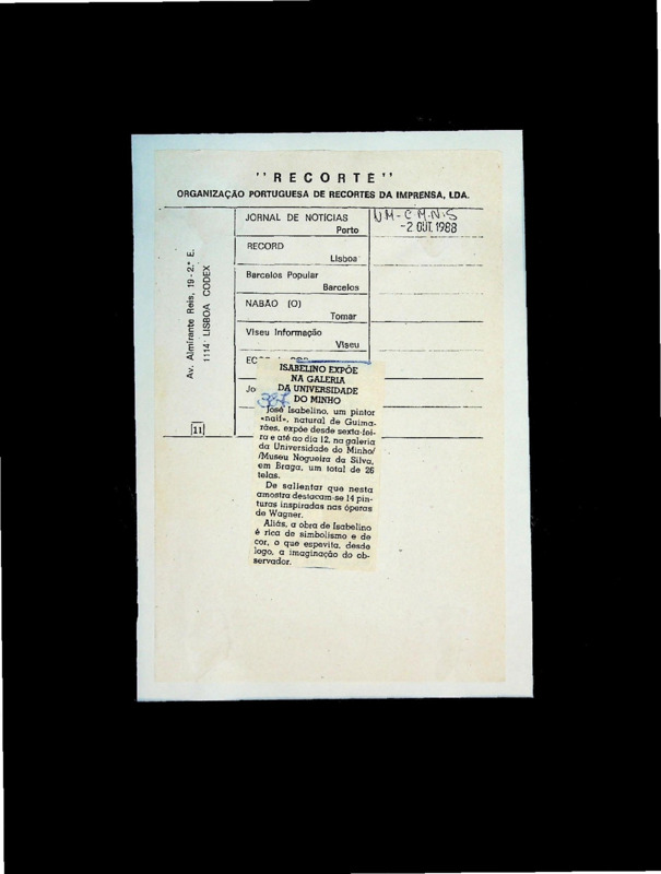  Isabelino expõe na galeria da Universidade do Minho 