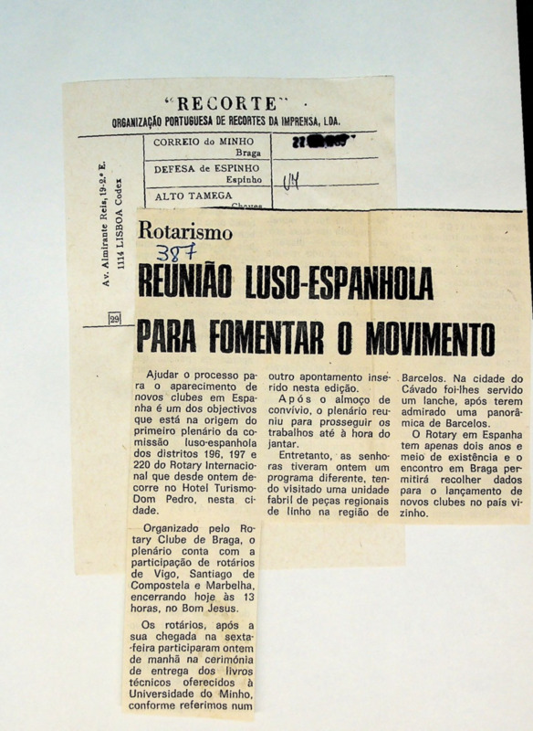  Rotarismo : reunião Luso-Espanhola para fomentar o Movimento 