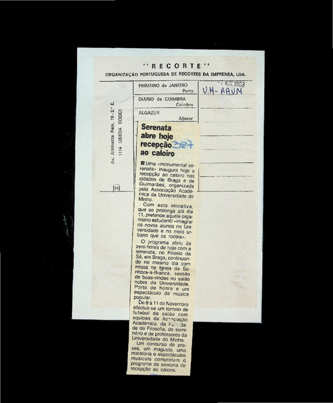  Serenata abre hoje recepção ao caloiro 