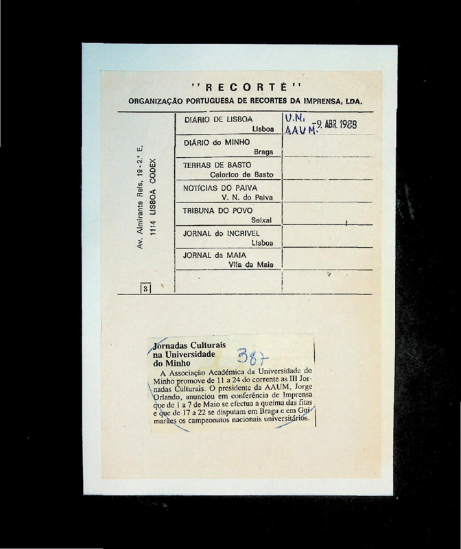  Jornadas Culturais na Universidade do Minho 