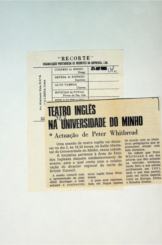  Teatro inglês na Universidade do Minho - Actuação de Peter Whitbread 