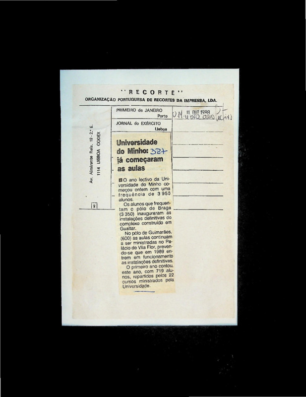 Universidade do Minho: já começaram as aulas 
