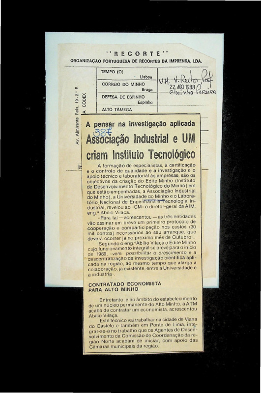  A pensar na investigação aplicada: Associação Industrial e UM criam Instituto Tecnológico 
