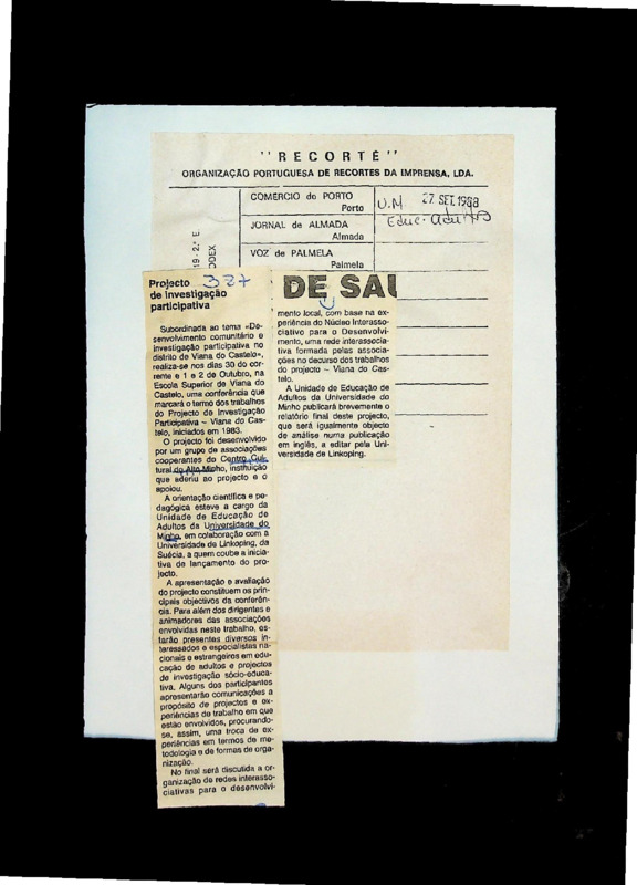  Projecto de investigação participativa 