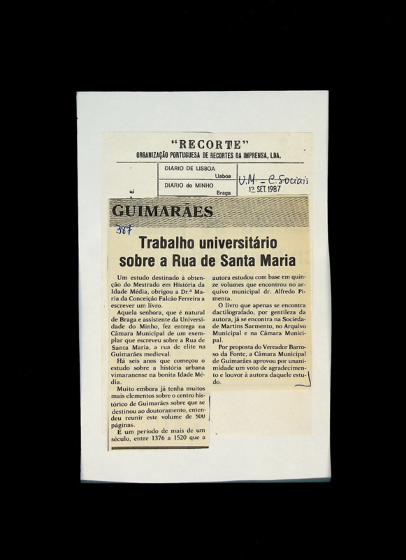  Trabalho universitário sobre a Rua de Santa Maria 