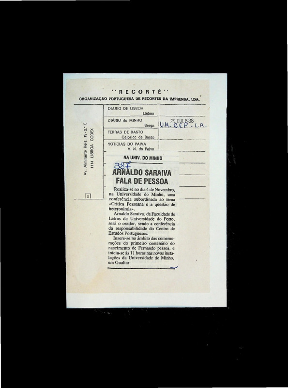  Arnaldo Saraiva fala de Pessoa 