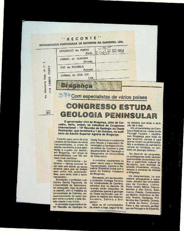  Congresso estuda geologia peninsular 