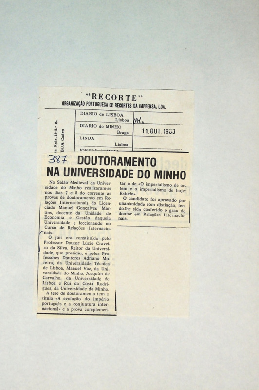  Doutoramento na Universidade do Minho 