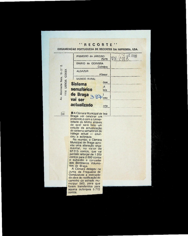  Sistema semafórico de Braga vai ser actualizado 