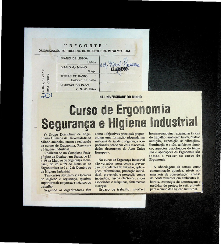  Curso de Ergonomia, Segurança e Higiene Industrial 