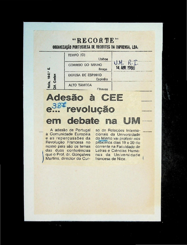  Adesão à CEE e… revolução em debate na UM 