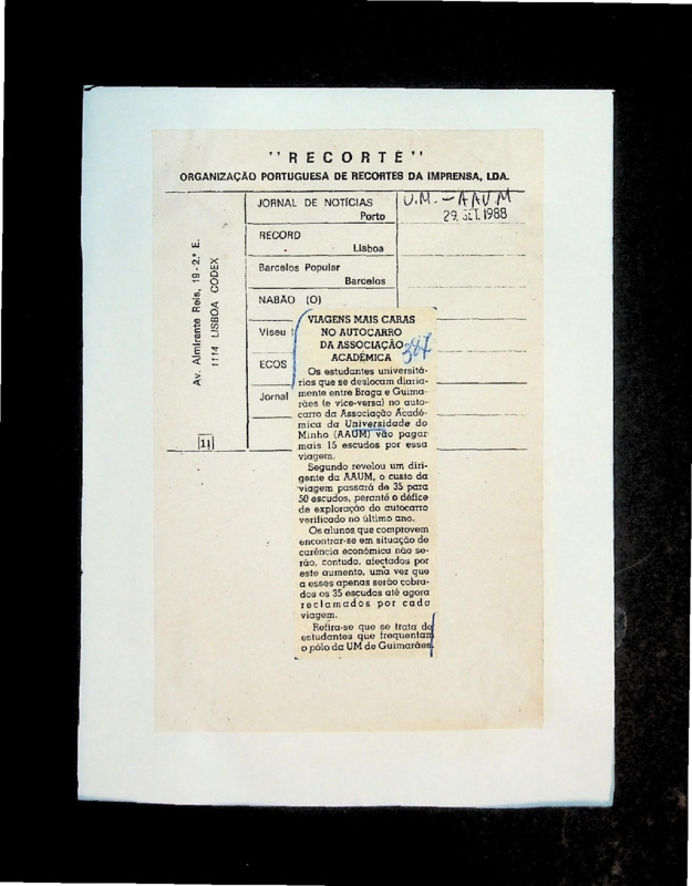  Viagens mais caras no autocarro da Associação Académica 