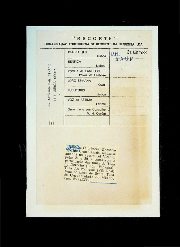  Primeiro Encontro de Tunas em Cascais 