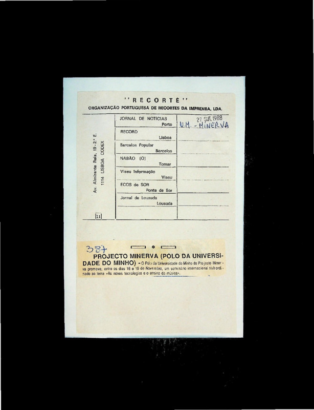  Projecto Minerva (Pólo da Universidade do Minho) 