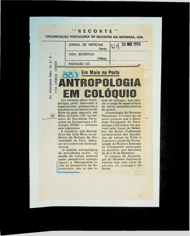  Em Maio no Porto: Antropologia em colóquio 