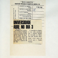 Universidade abre no dia 3